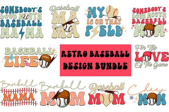 Retro Baseball Mom SVG Design Bundle for Graphics