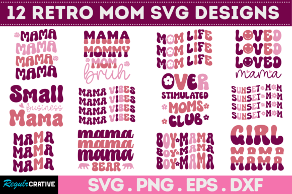 Retro Mom SVG Bundle: Graphics for Crafts